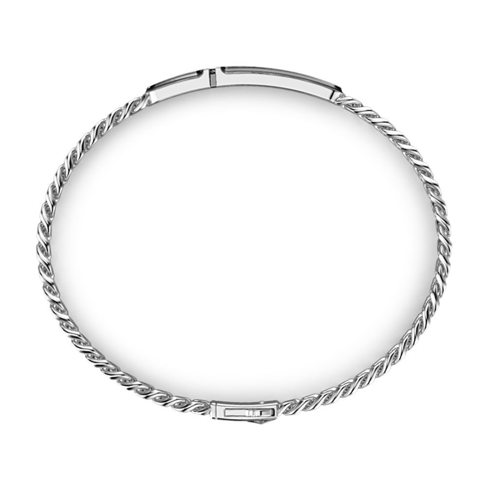Zancan Bracciale Grumetta Zancan In Argento Con Targa E Pietra Nera