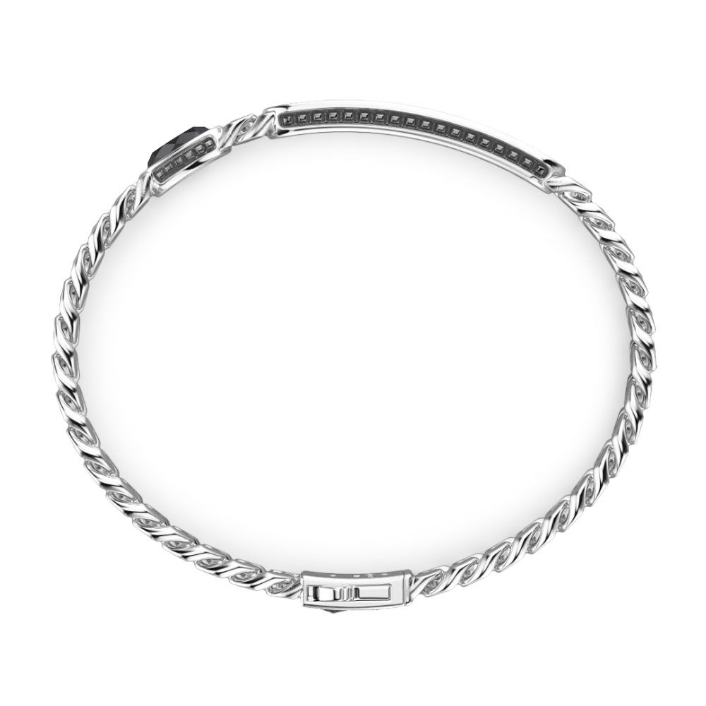 Zancan Bracciale Grumette Zancan In Argento Con Targa E Pietra Nera