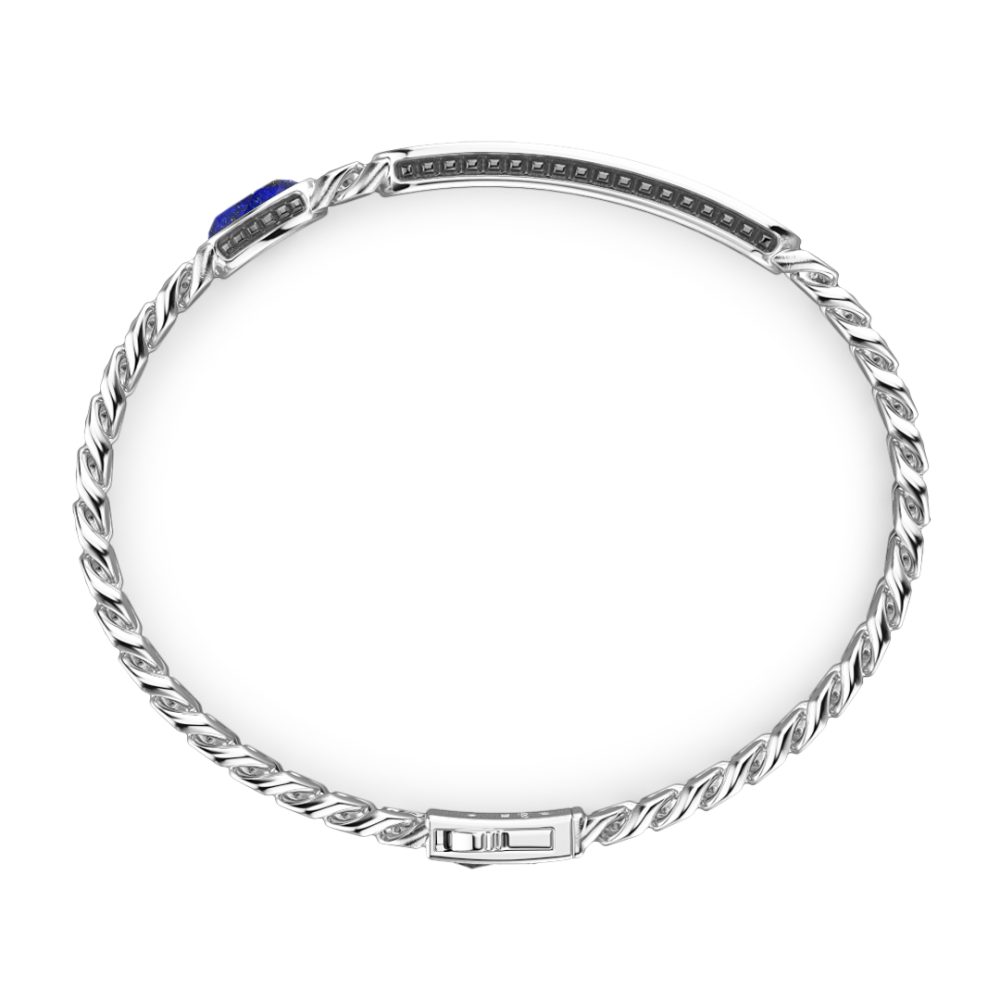 Zancan Bracciale Grumette Zancan In Argento Con Targa E Pietra Blu