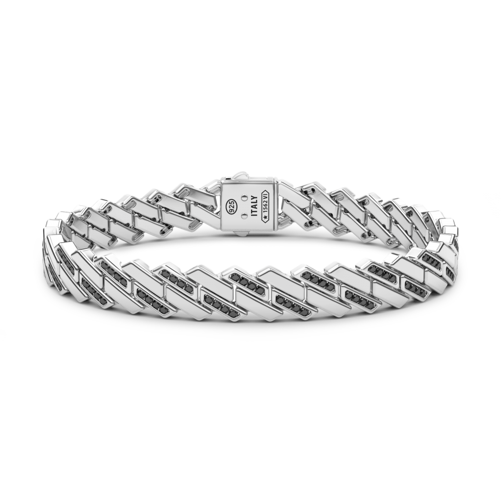 Zancan Bracciale solo maglia Zancan in argento con pietre nere