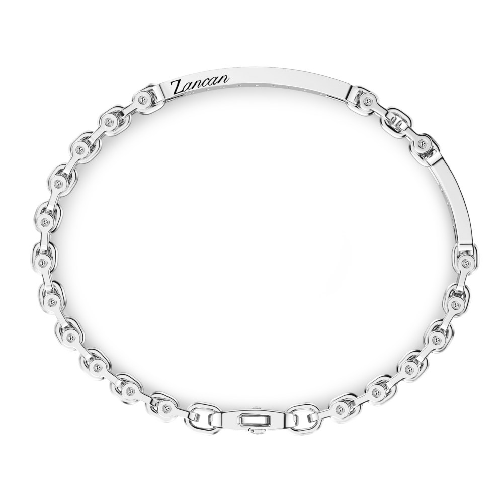 Zancan Bracciale Solo Maglia Zancan In Argento Con Pietre Nere