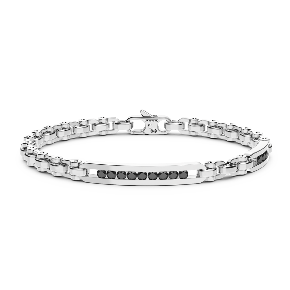 Zancan Bracciale solo maglia Zancan in argento con pietre nere