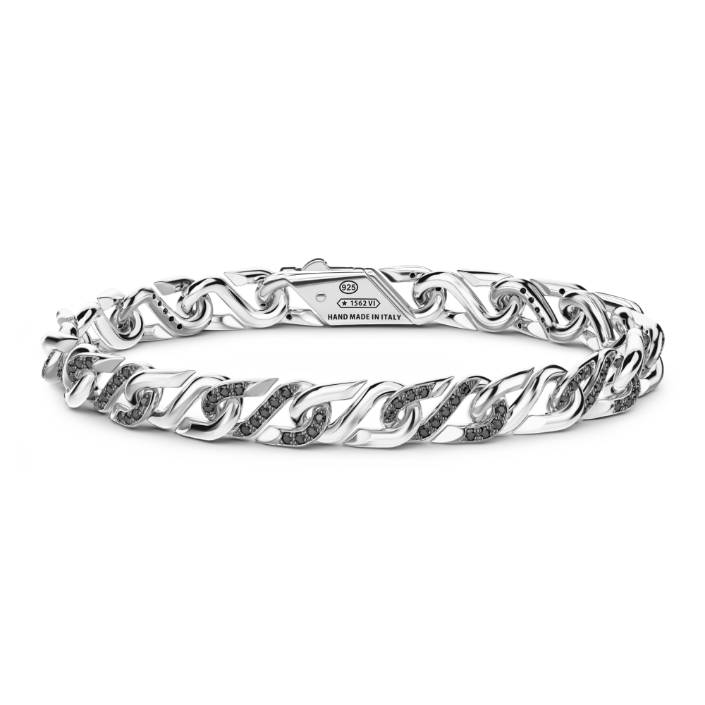 Zancan Bracciale solo maglia Zancan in argento con pietre nere