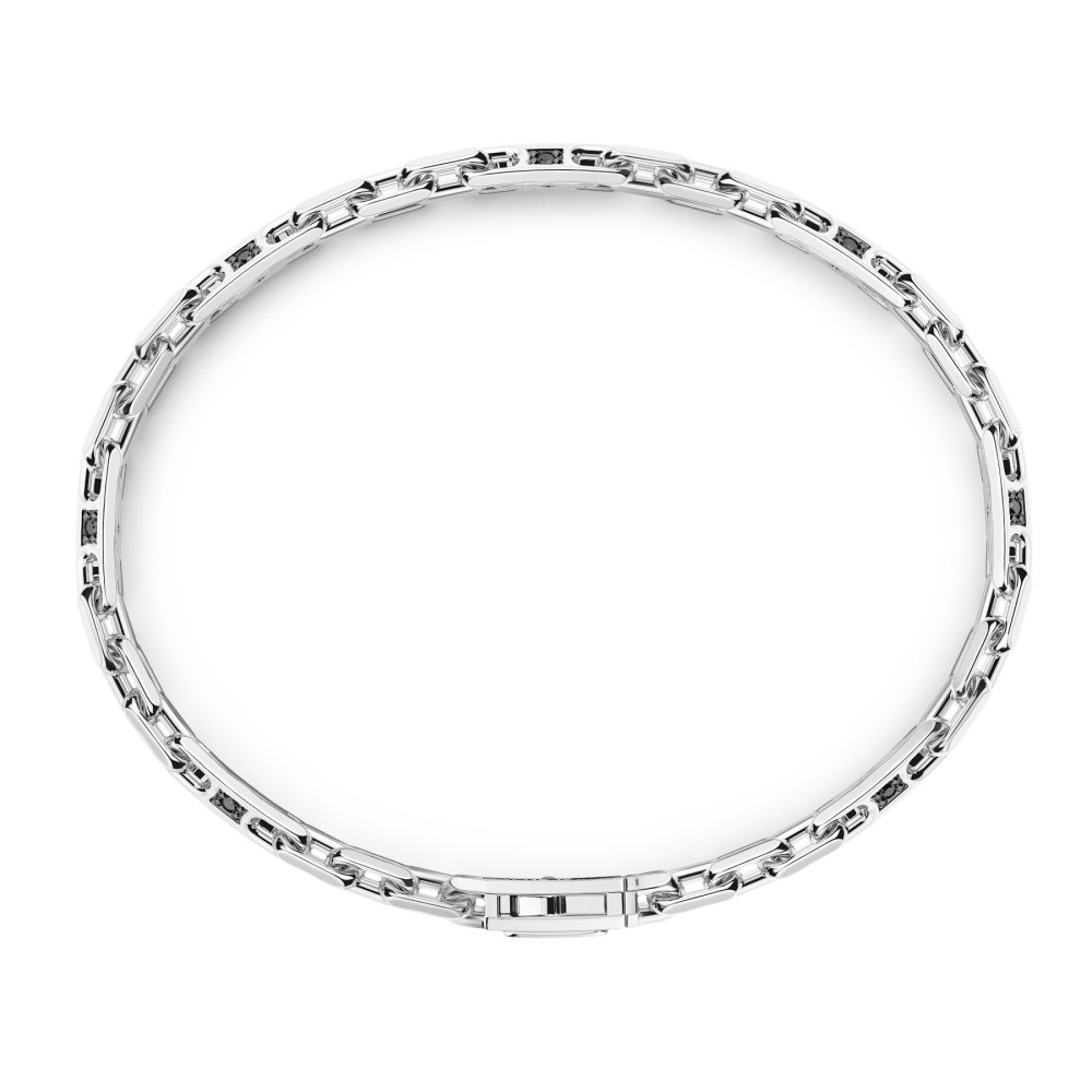 Zancan Bracciale Solo Maglia Zancan In Argento Con Pietre Nere