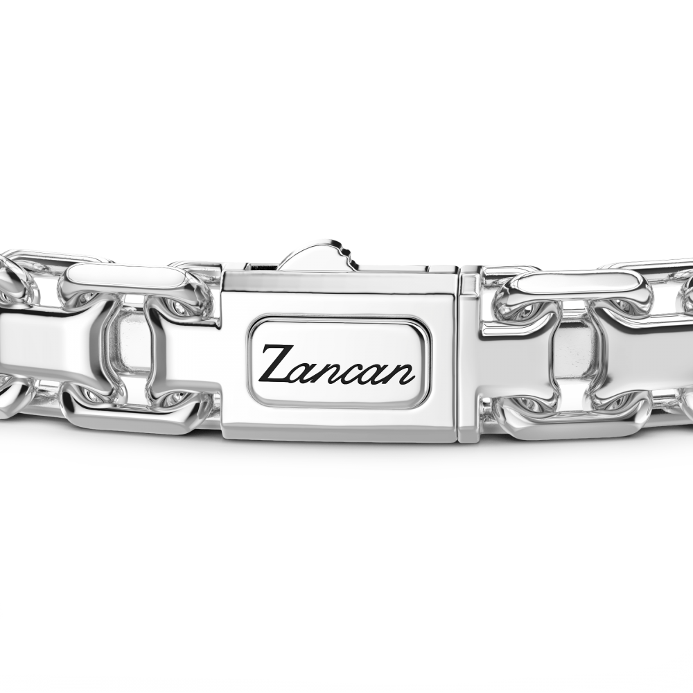 Zancan Bracciale Solo Maglia Zancan In Argento Con Pietre Nere
