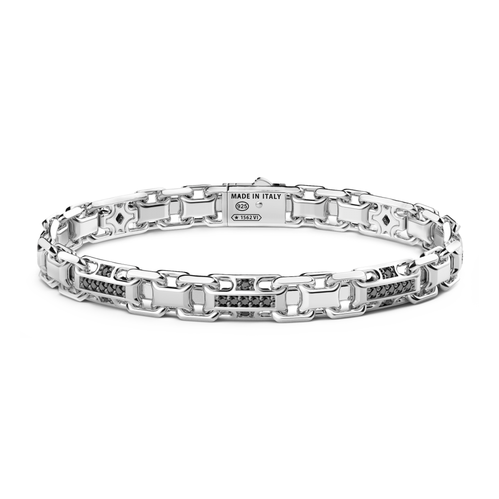 Zancan Bracciale solo maglia Zancan in argento con pietre nere