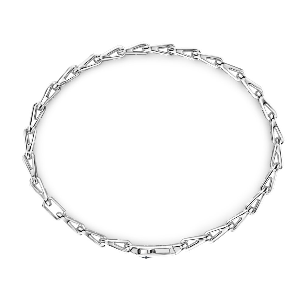 Zancan Bracciale Solo Maglia Zancan In Argento Con Pietre Nere