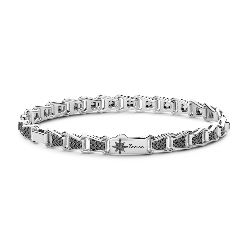 Zancan Bracciale solo maglia Zancan in argento con pietre nere