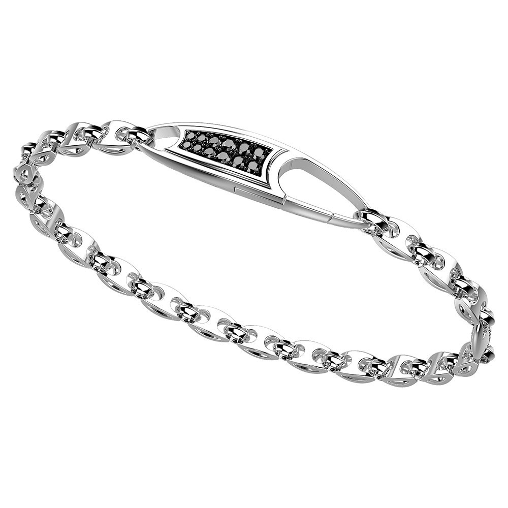 Zancan Bracciale solo maglia Zancan in argento con pietre nere