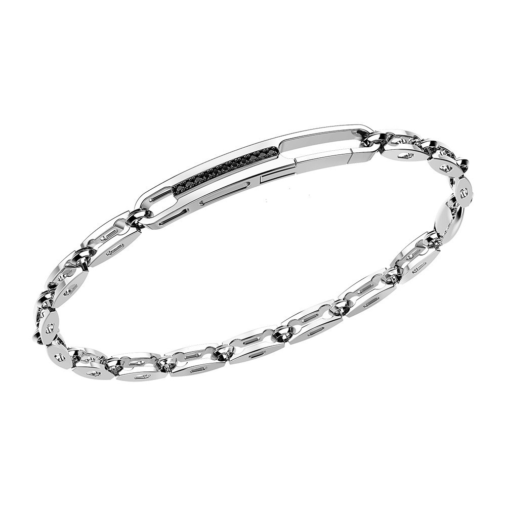Zancan Bracciale solo maglia Zancan in argento con pietre nere