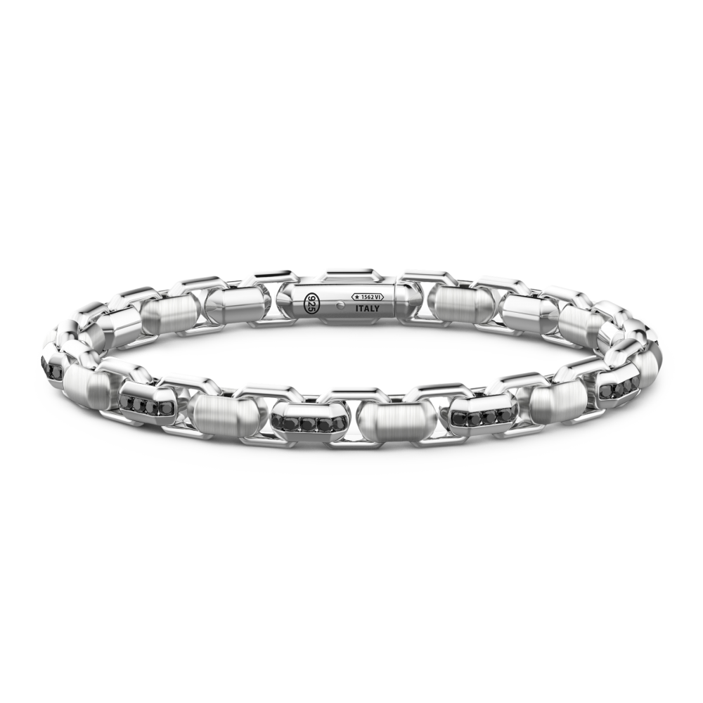 Zancan Bracciale solo maglia Zancan in argento con pietre nere