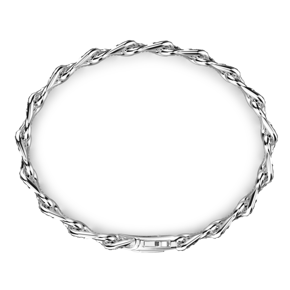 Zancan Bracciale Solo Maglia Zancan In Argento Con Pietre Nere