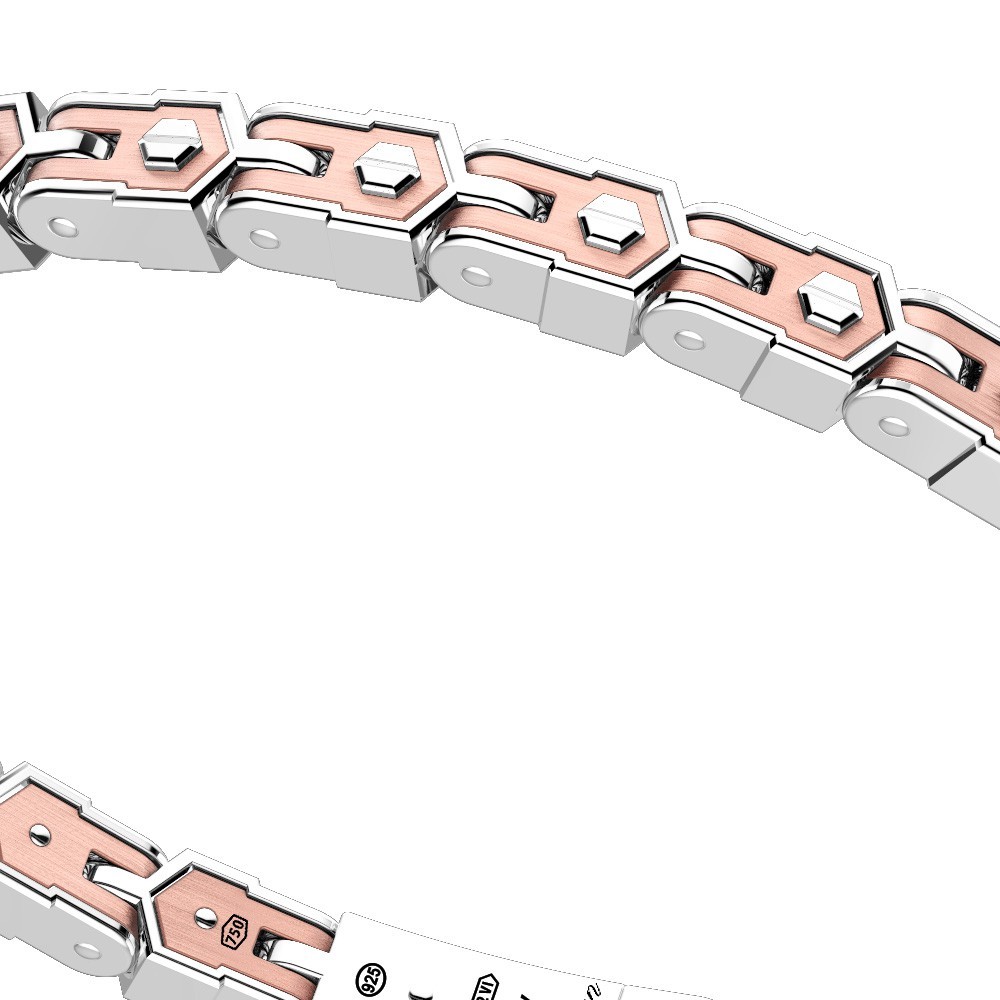 Zancan Bracciale Solo Maglia Zancan In Oro Rosa 18k Ed Argento