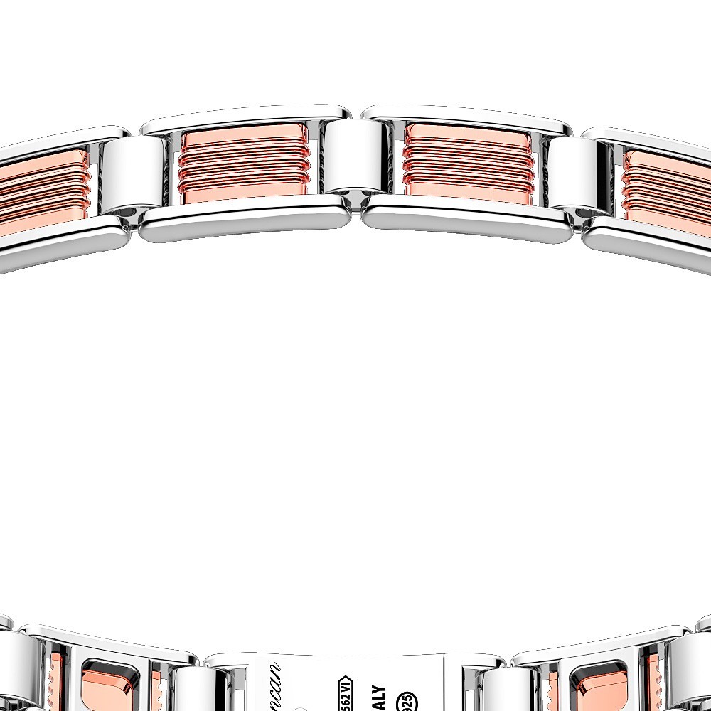 Zancan Bracciale Solo Maglia Zancan In Oro Rosa 18k Ed Argento