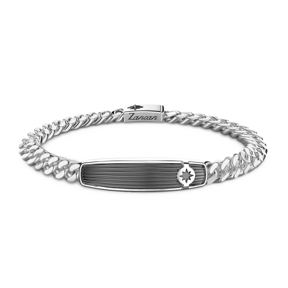 Zancan Bracciale Zancan a grumette in argento con targa