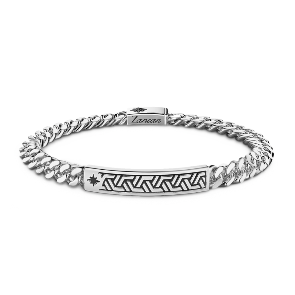 Zancan Bracciale Zancan a grumette in argento con targa