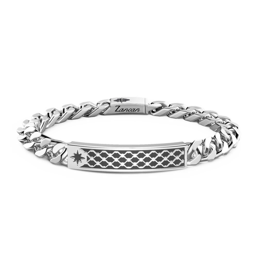 Zancan Bracciale Zancan a grumette in argento con targa