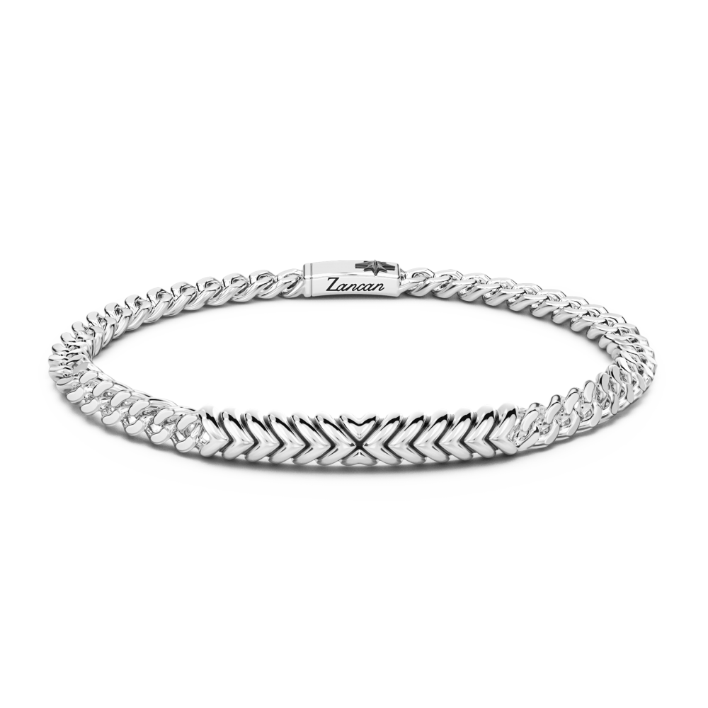 Zancan Bracciale Zancan a grumette in argento con targa