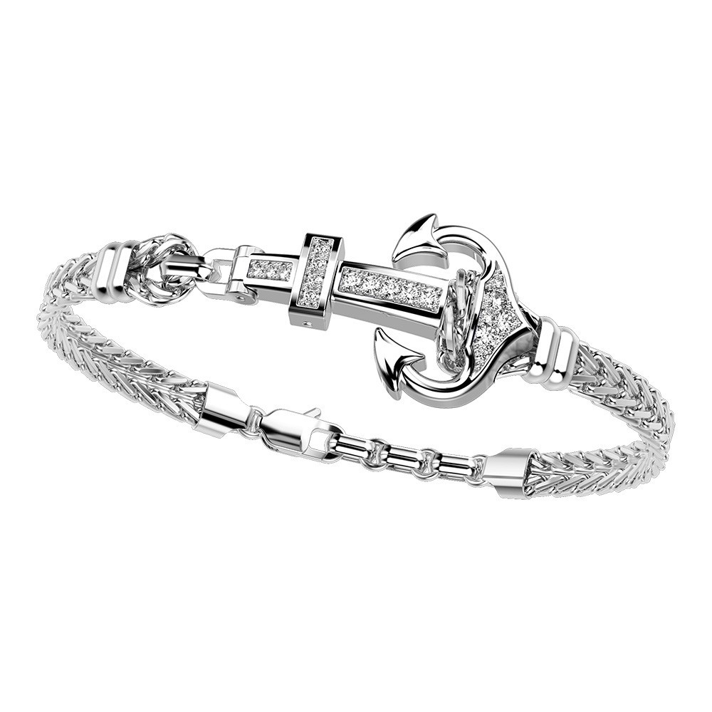 Zancan Bracciale Zancan con ancora in argento e pietre