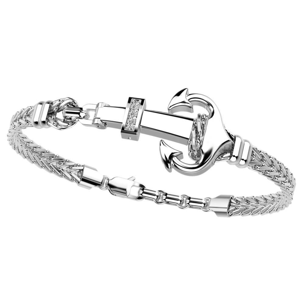Zancan Bracciale Zancan con ancora in argento e pietre