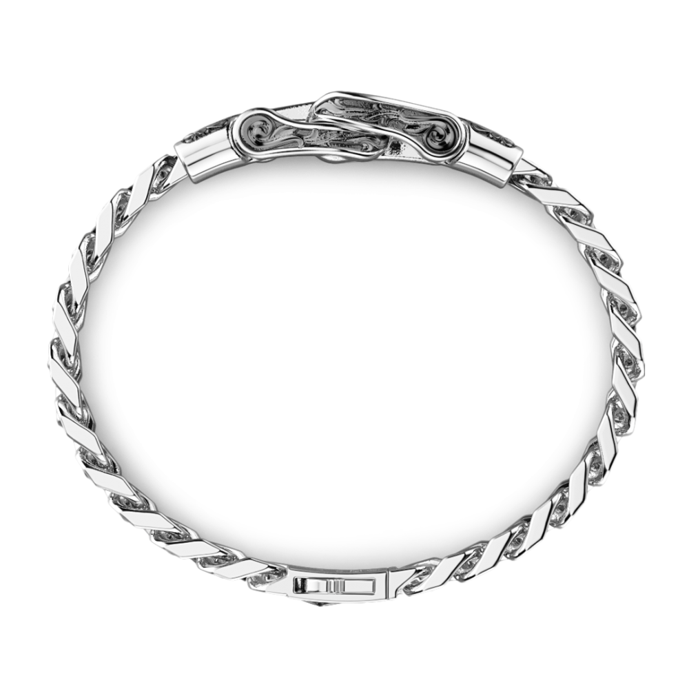 Zancan Bracciale Zancan In Argento A Grumetta Con Fibia E Pietre Nere