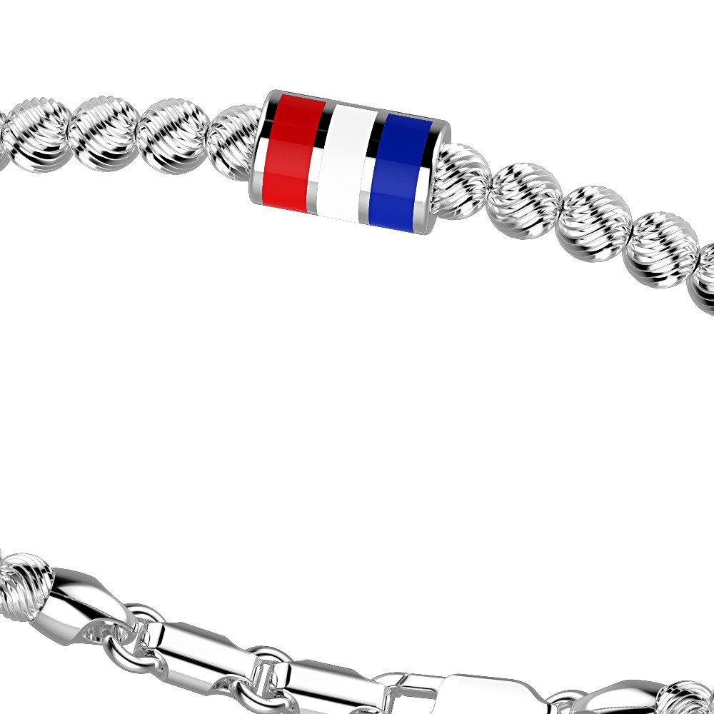 Zancan Bracciale Zancan In Argento A Sfere Con Bandiera Nautica