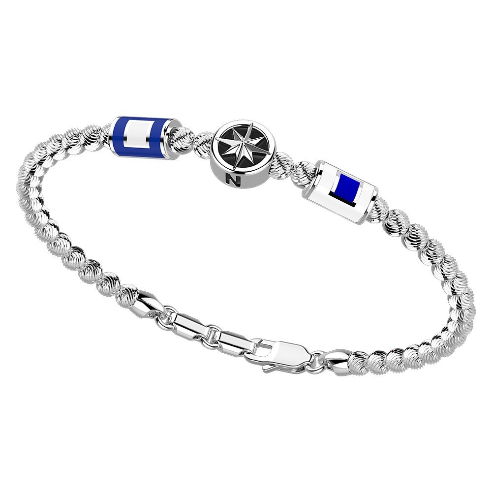 Zancan Bracciale Zancan in argento a sfere con bandiere nautiche e rosa dei venti