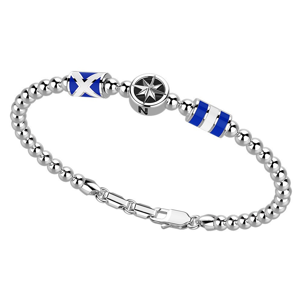 Zancan Bracciale Zancan in argento a sfere con bandiere nautiche e rosa dei venti