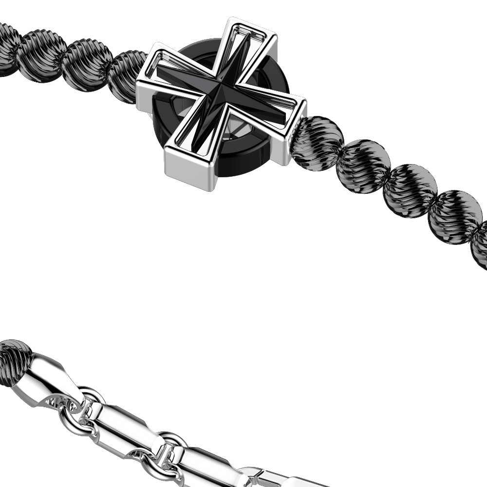 Zancan Bracciale Zancan In Argento A Sfere Con Croce Greca