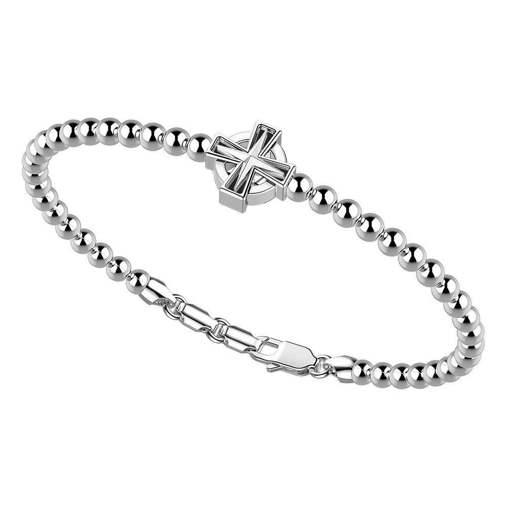 Zancan Bracciale Zancan in argento a sfere con croce greca