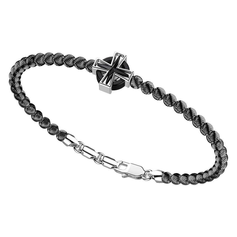 Zancan Bracciale Zancan in argento a sfere con croce greca