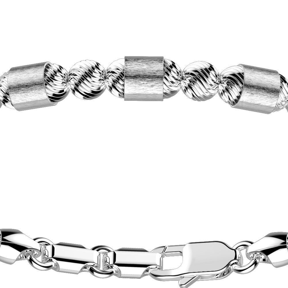 Zancan Bracciale Zancan In Argento A Sfere Con Inserti Satinati