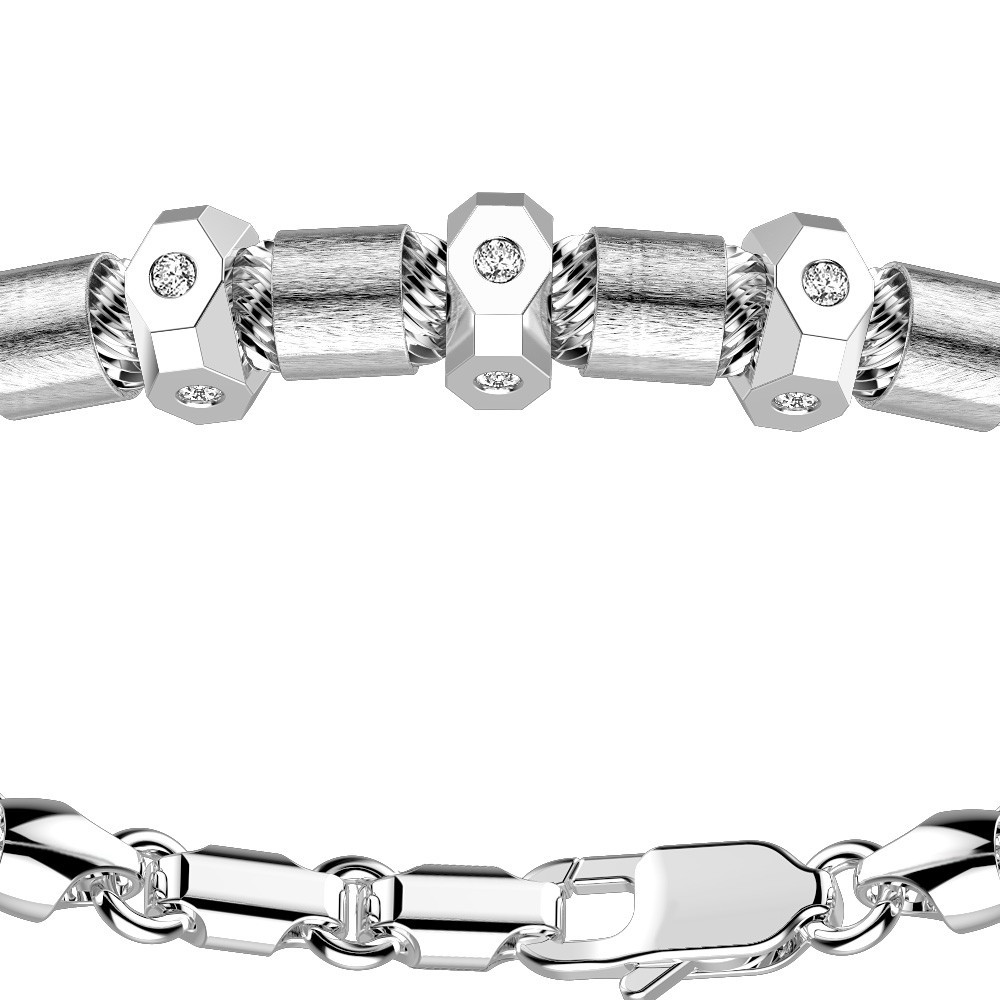 Zancan Bracciale Zancan In Argento A Sfere Con Inserti Satinati