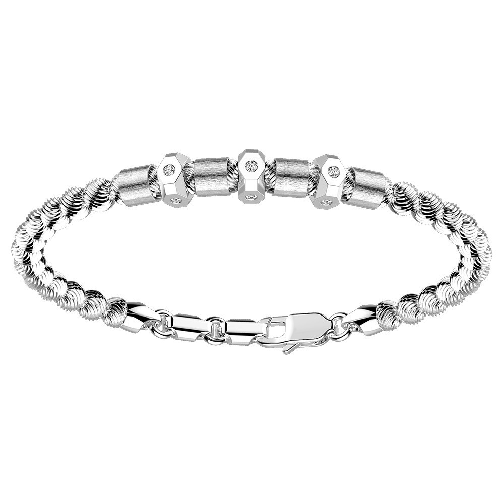 Zancan Bracciale Zancan in argento a sfere con inserti satinati