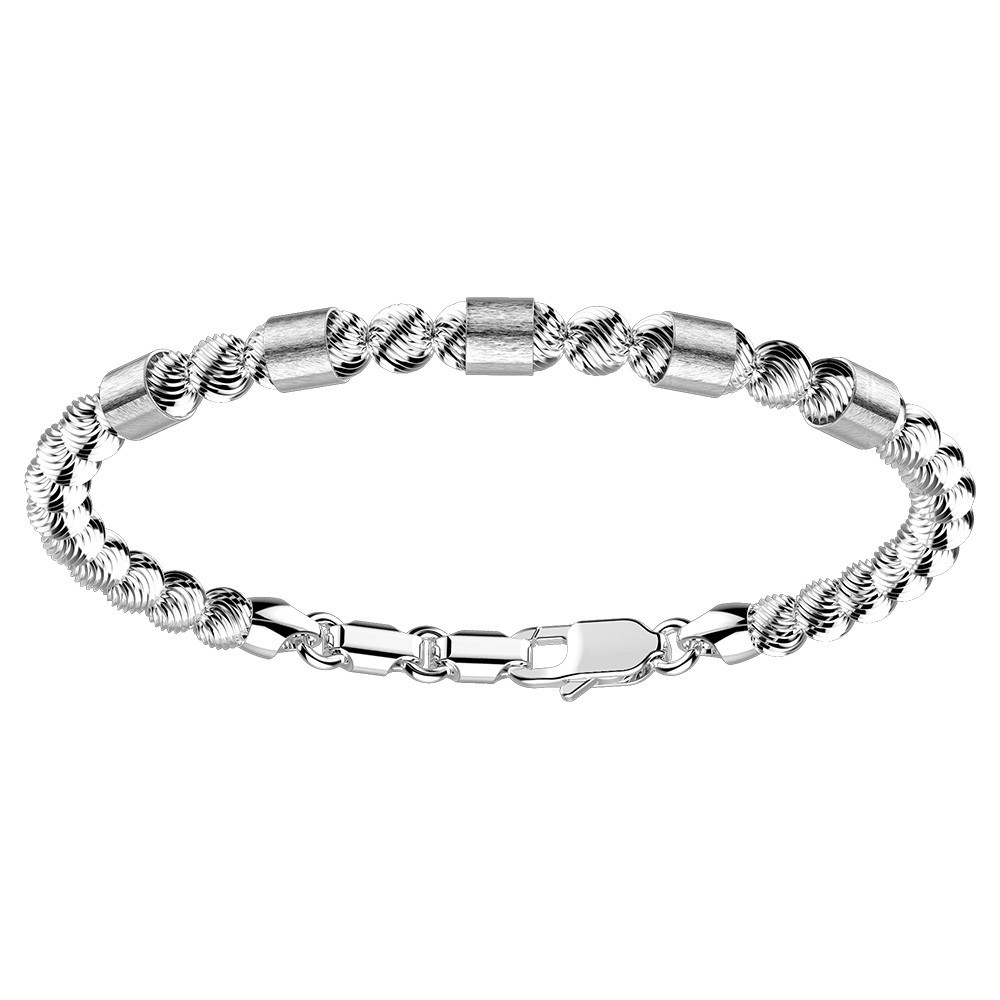 Zancan Bracciale Zancan in argento a sfere con inserti satinati
