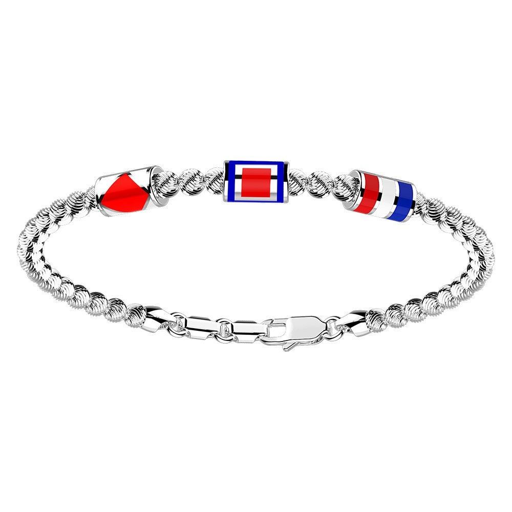 Zancan Bracciale Zancan in argento a sfere con tre bandiere nautiche