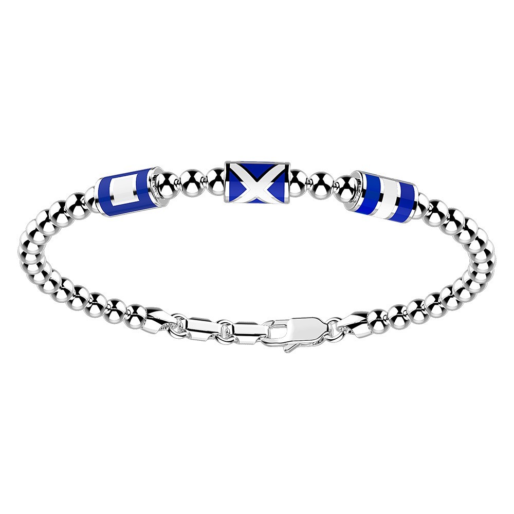 Zancan Bracciale Zancan in argento a sfere con tre bandiere nautiche