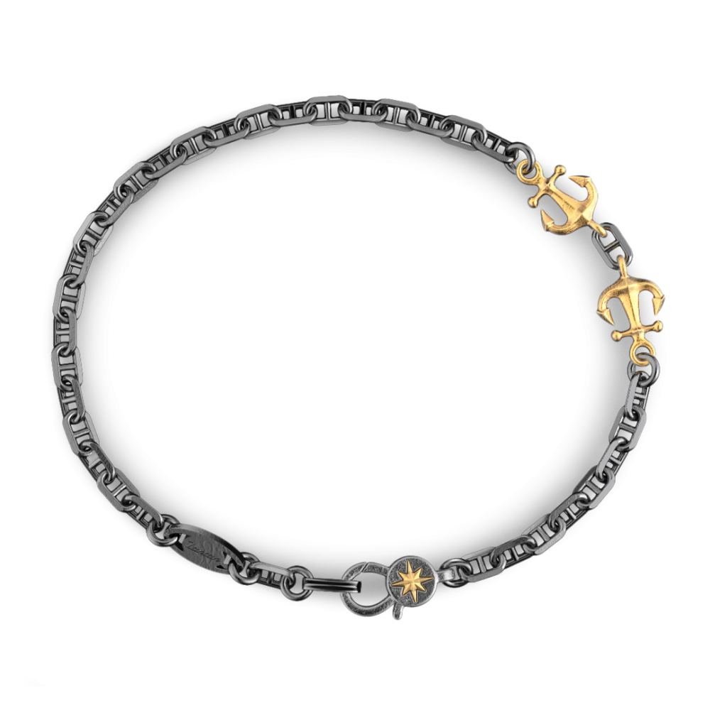 Zancan Bracciale Zancan In Argento Brunito Con Ancora