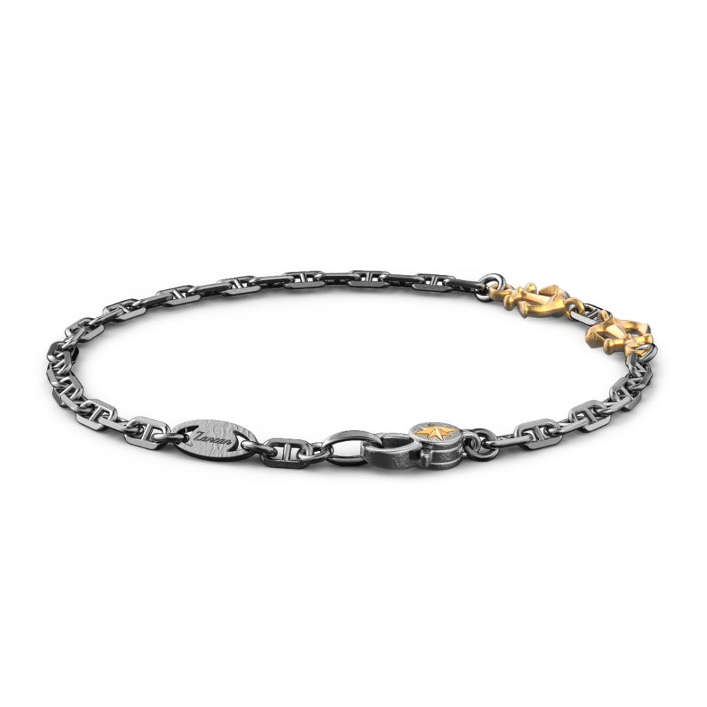 Zancan Bracciale Zancan in argento brunito con ancora