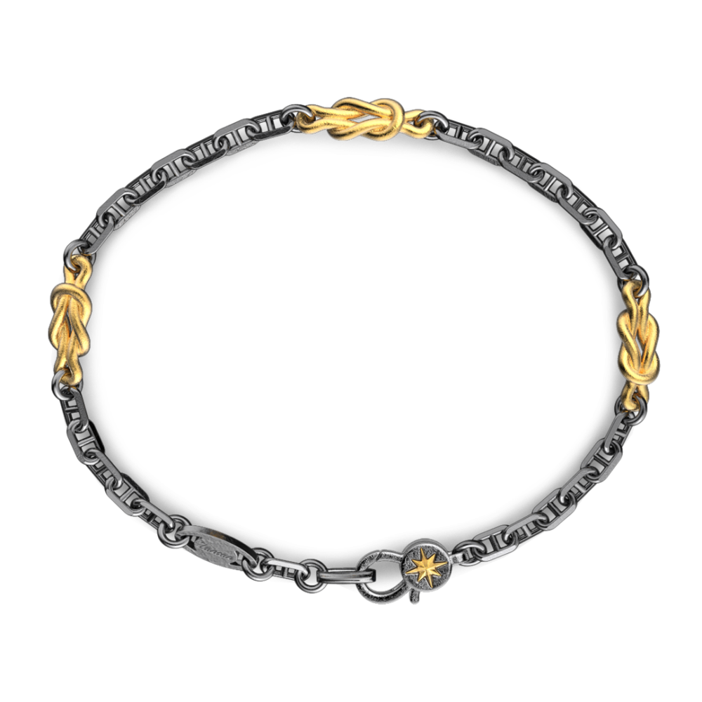 Zancan Bracciale Zancan In Argento Brunito Con Nodi Marinari