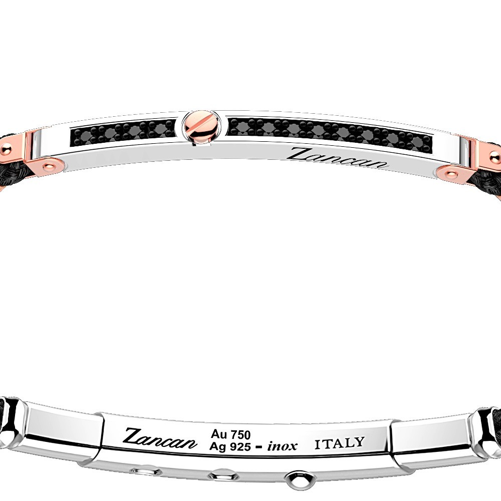 Zancan Bracciale Zancan In Argento Con Inserti In Oro 18k Pietre E Kevlar