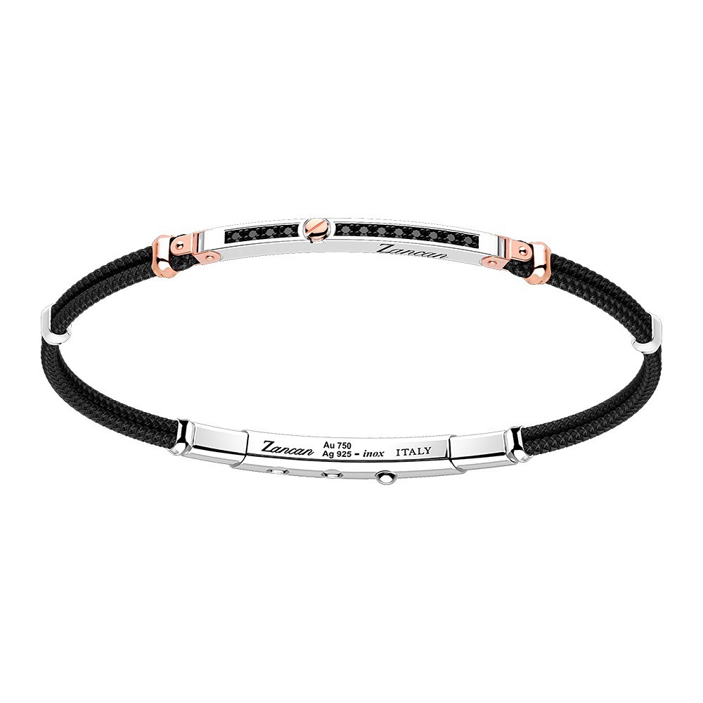 Zancan Bracciale Zancan in argento con inserti in oro 18k pietre e kevlar