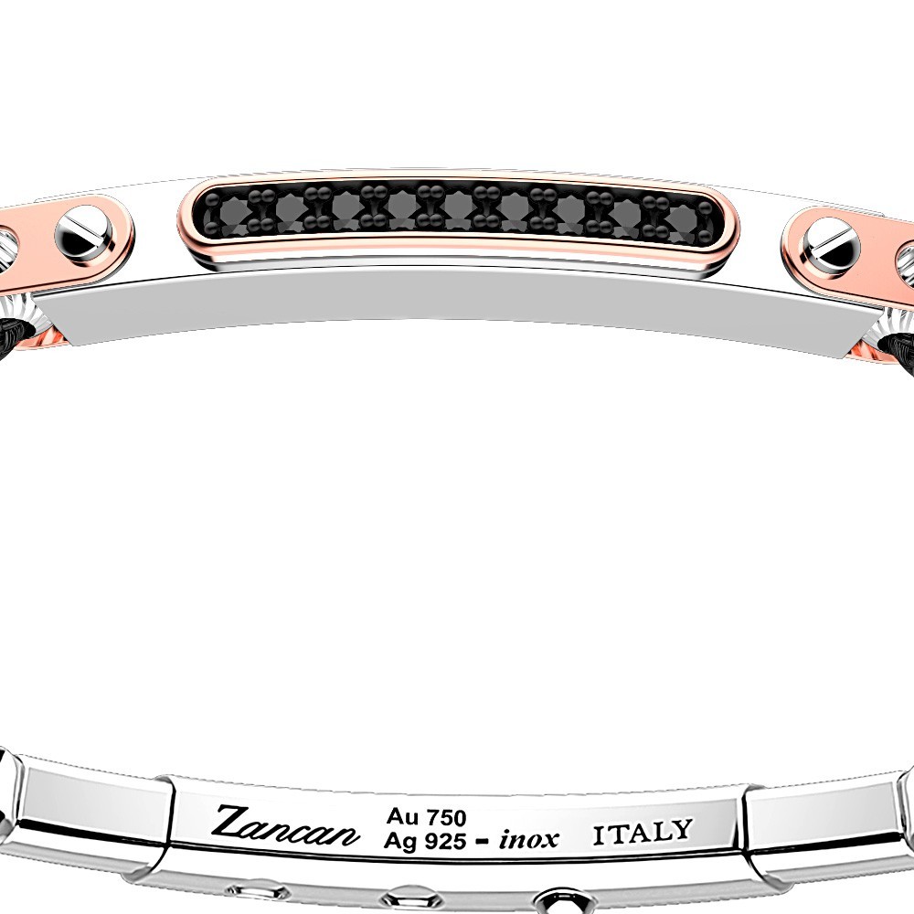 Zancan Bracciale Zancan In Argento Con Inserti In Oro 18k Pietre E Kevlar