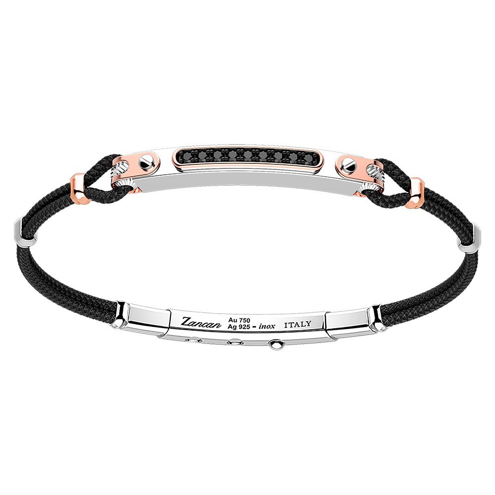 Zancan Bracciale Zancan in argento con inserti in oro 18k pietre e kevlar
