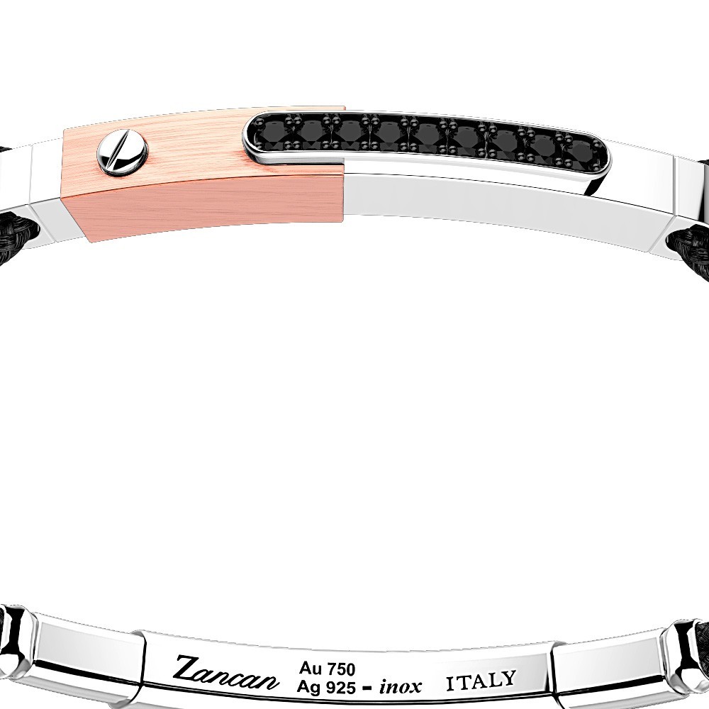 Zancan Bracciale Zancan In Argento Con Inserti In Oro 18k Pietre E Kevlar