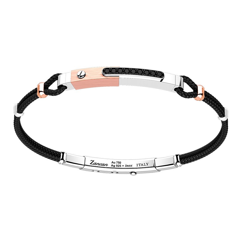 Zancan Bracciale Zancan in argento con inserti in oro 18k pietre e kevlar