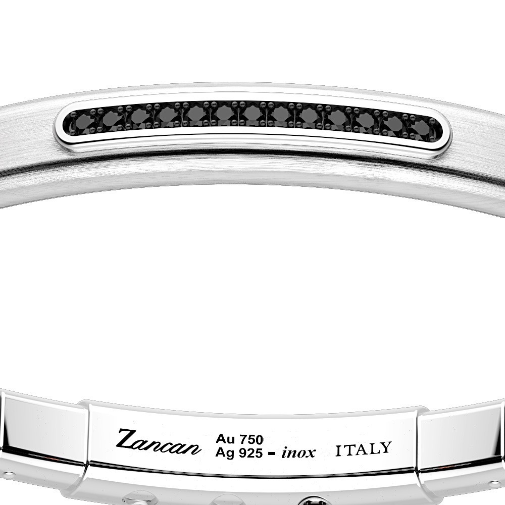 Zancan Bracciale Zancan In Argento Con Inserti In Oro 18k Pietre E Silicone