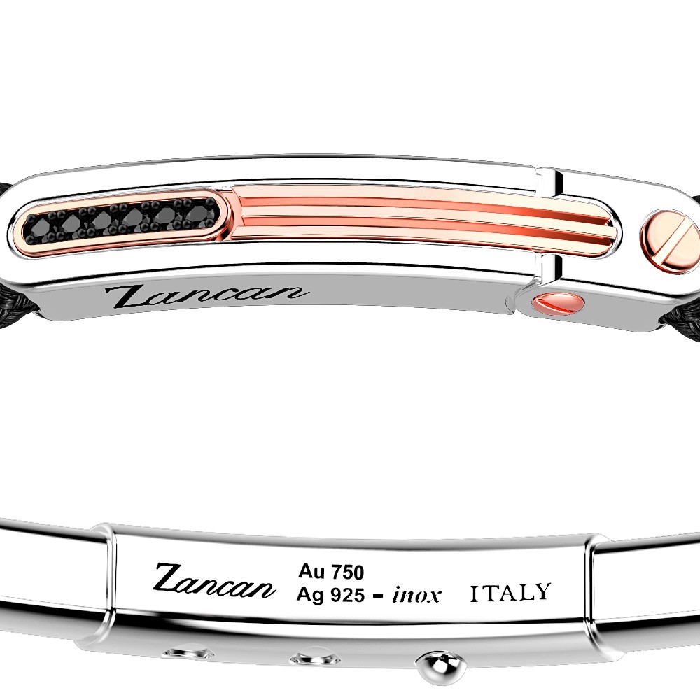 Zancan Bracciale Zancan In Argento Con Inserti In Oro 18k Pietre E Kevlar