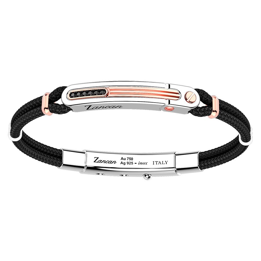 Zancan Bracciale Zancan in argento con inserti in oro 18k pietre e kevlar