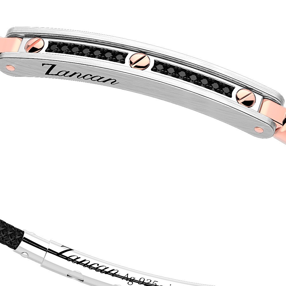 Zancan Bracciale Zancan In Argento Con Inserti In Oro 18k Pietre E Kevlar